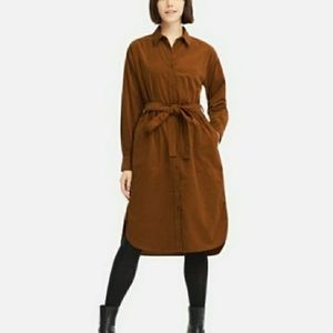 Uniqlo brown long sleeve corduroy dress